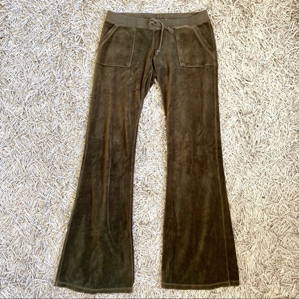Juicy Couture Green/Sage/Brown Velour Track Pant S